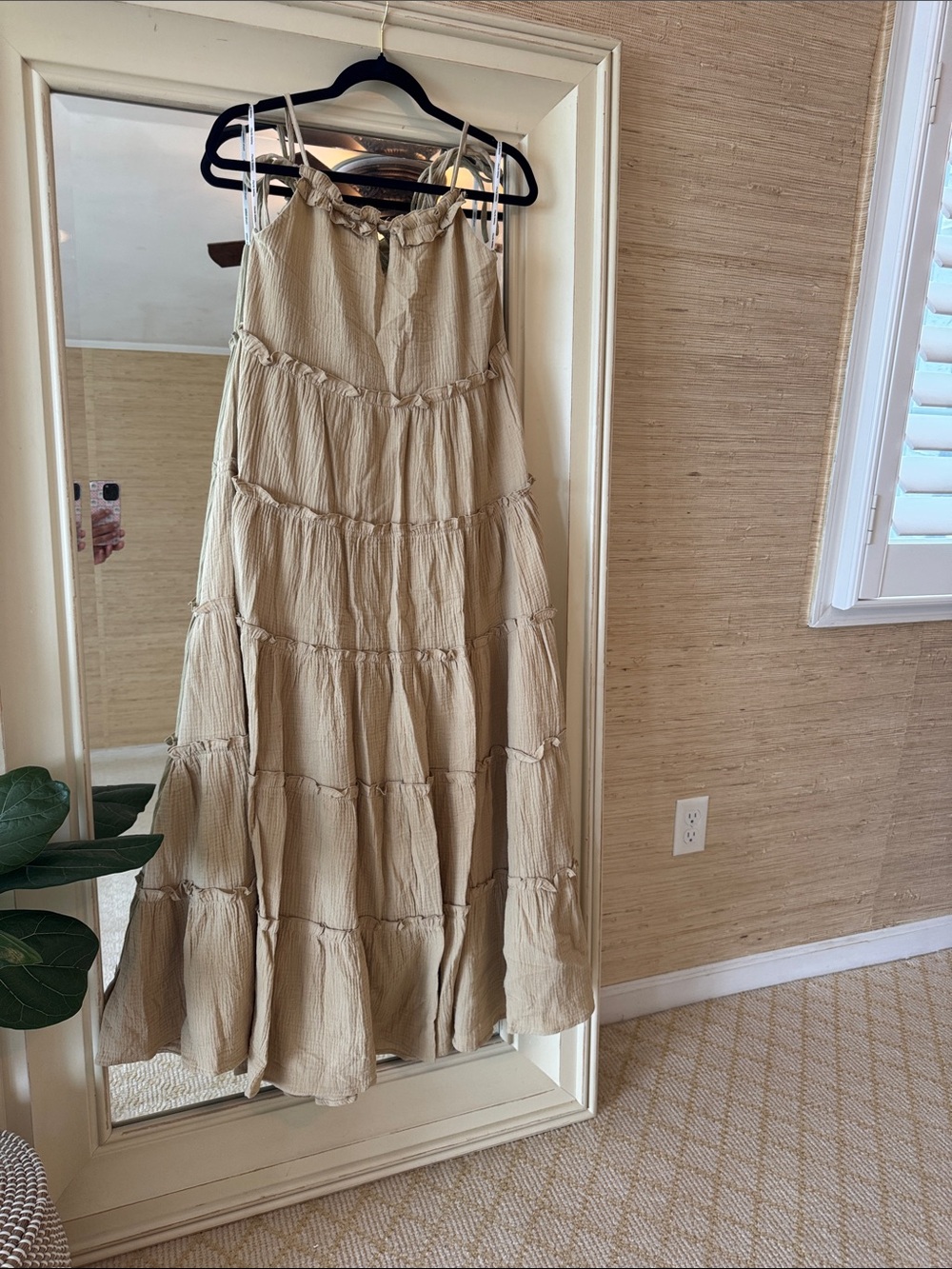 Charlie Holiday Cotton Beige Tiered Maxi Dressy Skirt